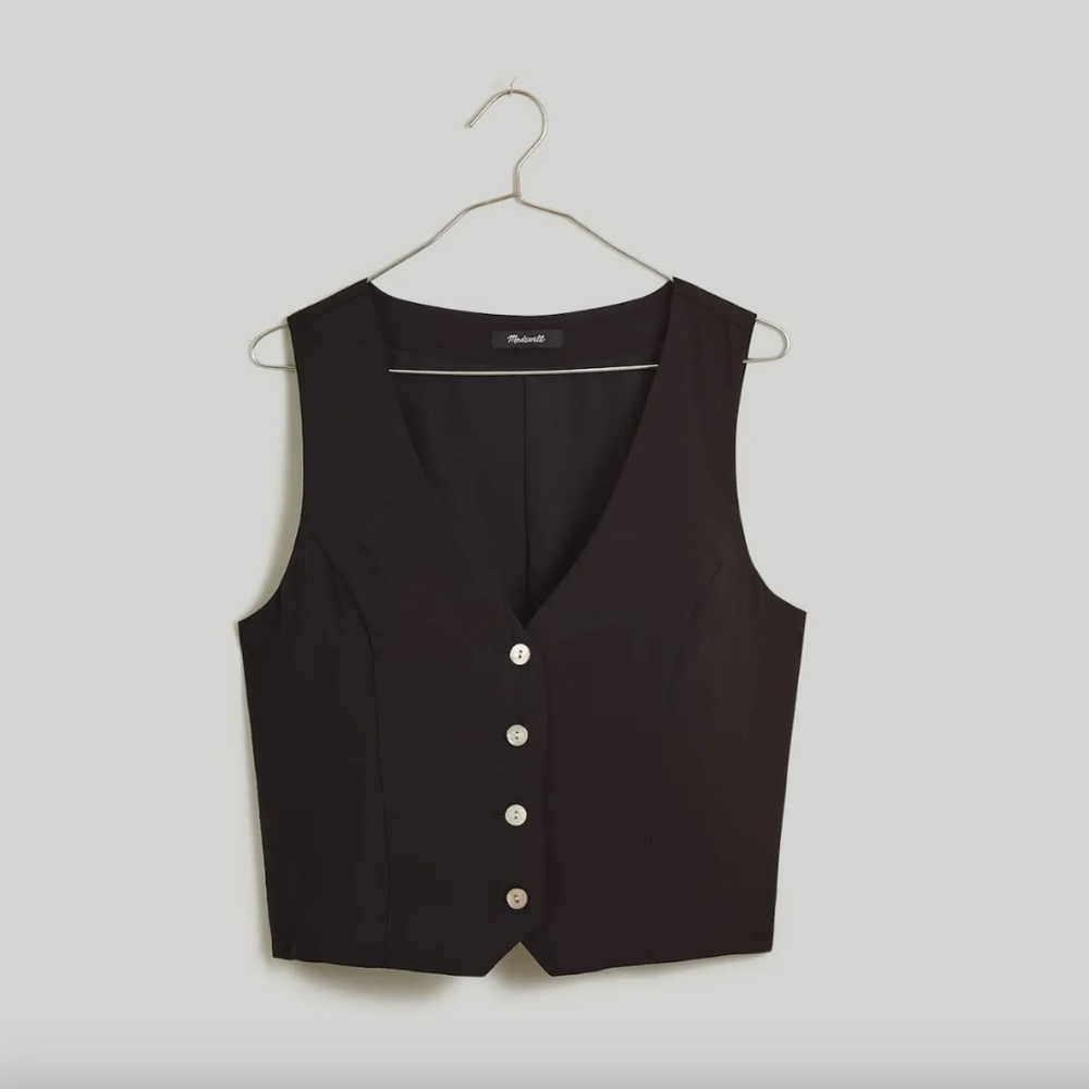 Madewell Katrina Crop Vest Top in Softdrape Black NWT Medium